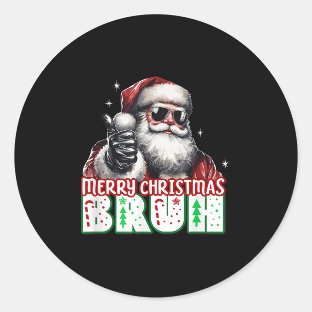 Adesivo Merry Christmas Bruh Thumbs Up Chill Santa Claus F (Frente)