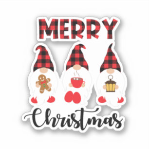 Adesivo Merry Christmas- Buffalo Plaid Gnomes