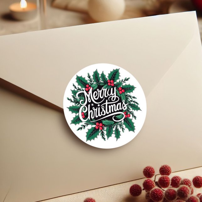 Adesivo Merry Christmas Cherries & Holly Envelope Seal (Criador carregado)