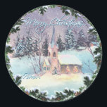 Adesivo MERRY CHRISTMAS CHURCH & WREATH por SHARON SHARPE<br><div class="desc">MERRY CHRISTMAS CHURCH & WREATH de uma aquarela original por SHARON SHARPE</div>