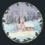 Adesivo MERRY CHRISTMAS CHURCH & WREATH por SHARON SHARPE<br><div class="desc">MERRY CHRISTMAS CHURCH & WREATH de uma aquarela original por SHARON SHARPE</div>