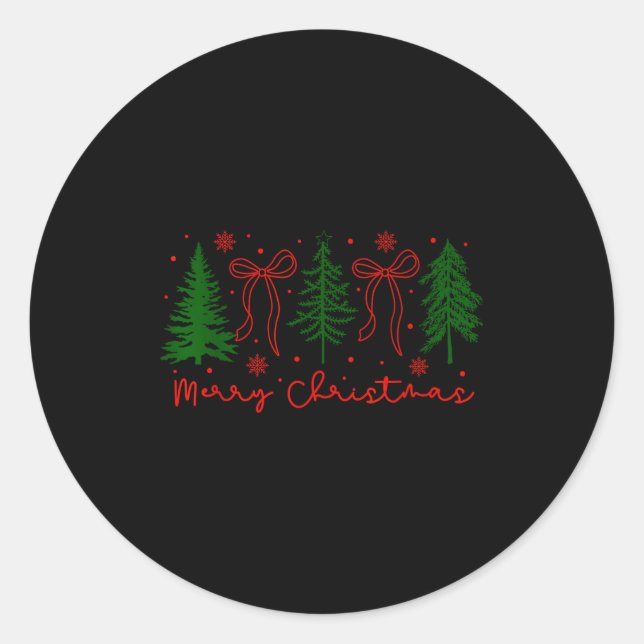 Adesivo Merry Christmas Coquette Bow And Tree Retro Xmas H (Frente)