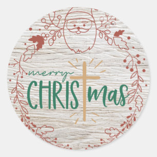 Adesivo Merry Christmas Cross Round Sticker