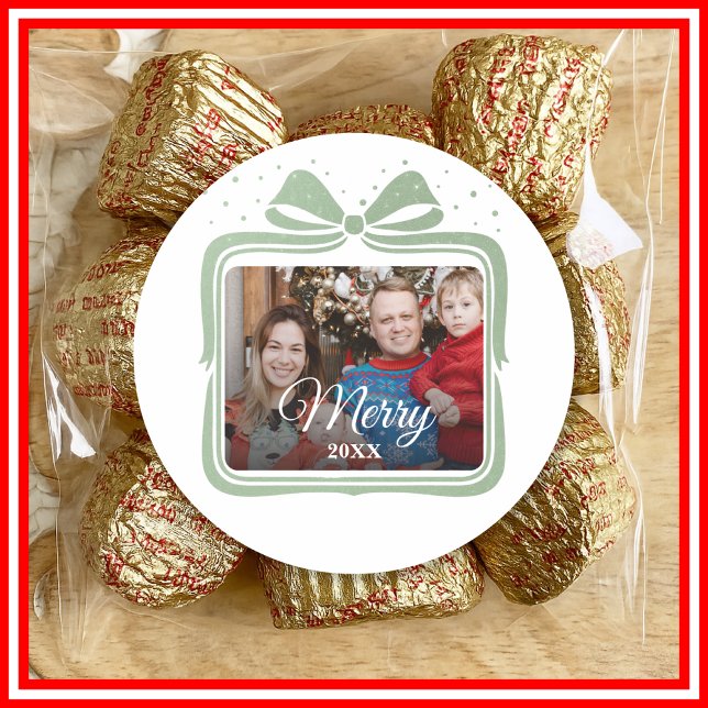 Adesivo  Merry Christmas Elegant Bow Present Photo Collage (Criador carregado)