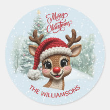 Merry Christmas Faux Crochet Reindeer Snow