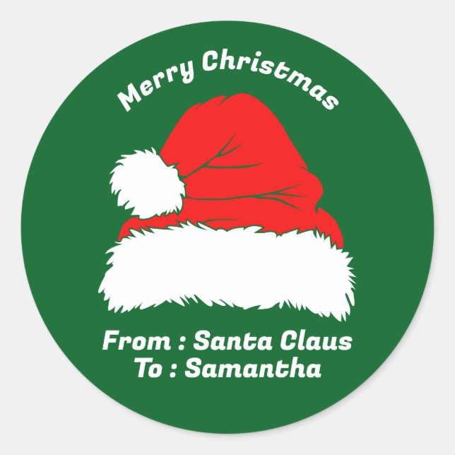 Adesivo Merry Christmas From Santa Claus Green Gift (Frente)
