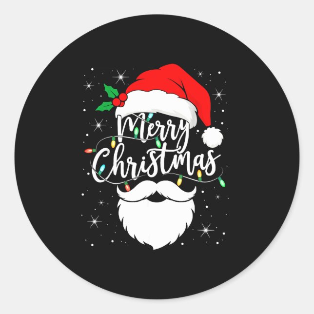 Adesivo Merry Christmas Funny Santa Claus Hat And Beard Xm (Frente)