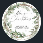 Adesivo Merry Christmas Gift Label Greenery Wreath Sticker<br><div class="desc">Está quase no Natal! Hora de planejar o seu presente para o feriado, não esqueça os seus palitos de Natal personalizados! Na moda e belos estes autocolantes de Natal personalizados são perfeitos para as Etiquetas de Presente de Natal ou como selos de envelopes nos seus Cartões de natal de Natal...</div>