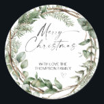 Adesivo Merry Christmas Gift Label Greenery Wreath Sticker<br><div class="desc">Está quase no Natal! Hora de planejar o seu presente para o feriado, não esqueça os seus palitos de Natal personalizados! Na moda e belos estes autocolantes de Natal personalizados são perfeitos para as Etiquetas de Presente de Natal ou como selos de envelopes nos seus Cartões de natal de Natal...</div>