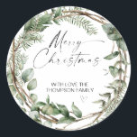 Adesivo Merry Christmas Gift Label Greenery Wreath Sticker<br><div class="desc">Está quase no Natal! Hora de planejar o seu presente para o feriado, não esqueça os seus palitos de Natal personalizados! Na moda e belos estes autocolantes de Natal personalizados são perfeitos para as Etiquetas de Presente de Natal ou como selos de envelopes nos seus Cartões de natal de Natal...</div>