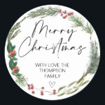 Adesivo Merry Christmas Gift Label Greenery Wreath Sticker<br><div class="desc">Está quase no Natal! Hora de planejar o seu presente para o feriado, não esqueça os seus palitos de Natal personalizados! Na moda e belos estes autocolantes de Natal personalizados são perfeitos para as Etiquetas de Presente de Natal ou como selos de envelopes nos seus Cartões de natal de Natal...</div>