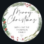 Adesivo Merry Christmas Gift Label Greenery Wreath Sticker<br><div class="desc">Está quase no Natal! Hora de planejar o seu presente para o feriado, não esqueça os seus palitos de Natal personalizados! Na moda e belos estes autocolantes de Natal personalizados são perfeitos para as Etiquetas de Presente de Natal ou como selos de envelopes nos seus Cartões de natal de Natal...</div>