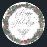 Adesivo Merry Christmas Gift Label Greenery Wreath Sticker<br><div class="desc">Está quase no Natal! Hora de planejar o seu presente para o feriado, não esqueça os seus palitos de Natal personalizados! Na moda e belos estes autocolantes de Natal personalizados são perfeitos para as Etiquetas de Presente de Natal ou como selos de envelopes nos seus Cartões de natal de Natal...</div>