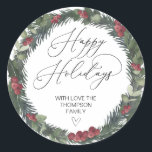 Adesivo Merry Christmas Gift Label Greenery Wreath Sticker<br><div class="desc">Está quase no Natal! Hora de planejar o seu presente para o feriado, não esqueça os seus palitos de Natal personalizados! Na moda e belos estes autocolantes de Natal personalizados são perfeitos para as Etiquetas de Presente de Natal ou como selos de envelopes nos seus Cartões de natal de Natal...</div>