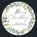 Adesivo Merry Christmas Gift Label Greenery Wreath Sticker<br><div class="desc">Está quase no Natal! Hora de planejar o seu presente para o feriado, não esqueça os seus palitos de Natal personalizados! Na moda e belos estes autocolantes de Natal personalizados são perfeitos para as Etiquetas de Presente de Natal ou como selos de envelopes nos seus Cartões de natal de Natal...</div>