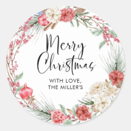 Adesivo Merry Christmas Gift Label Modern Round Sticker