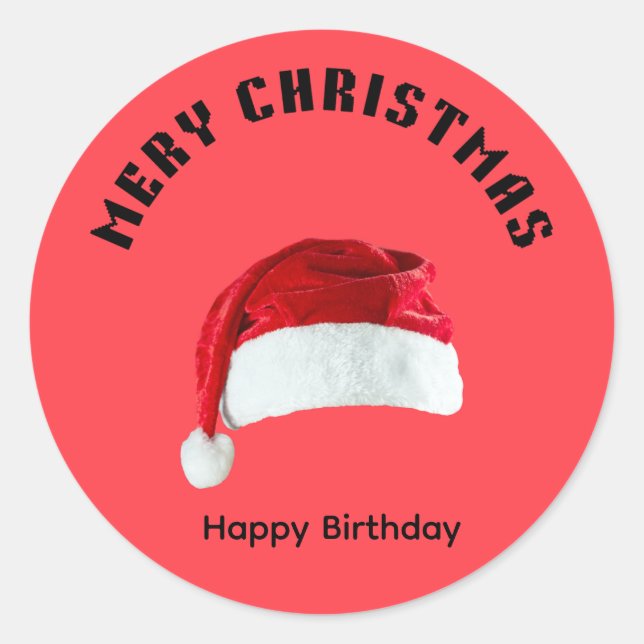 Adesivo Merry Christmas Gingerbread Man with Santa Hat Vec (Frente)