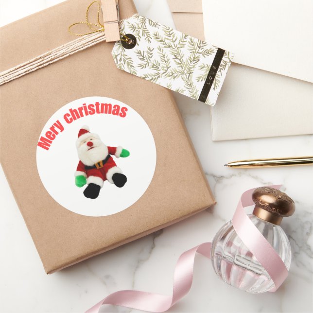 Adesivo Merry Christmas Gingerbread Man with Santa Hat Vec (Presentear)