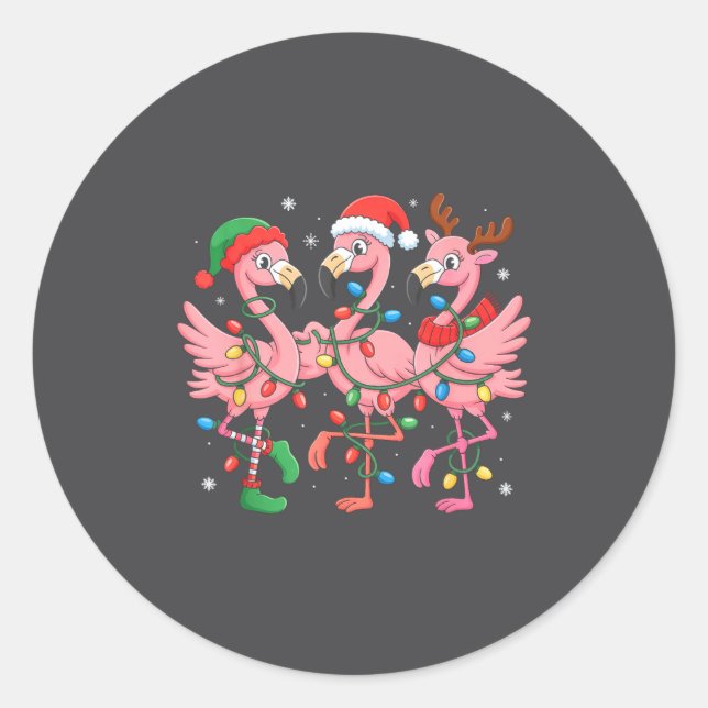 Adesivo Merry Christmas Hat Santa Flamingo Light Christmas (Frente)