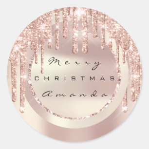 Adesivo Merry Christmas Holiday Name Copper Rosa Glitter