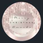 Adesivo Merry Christmas Holiday Name Drivers Rosa Glitter<br><div class="desc">muito elegante e na moda Holidays cumprimenta florenceK design</div>