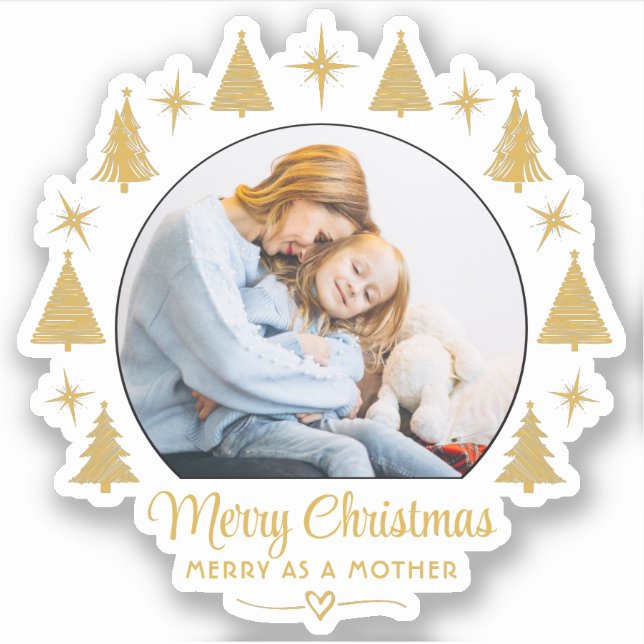 Adesivo Merry Christmas Merry As A Mother White Gold Photo (Frente)