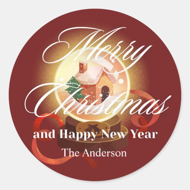 Adesivo merry christmas minimalist with snow ball (Frente)