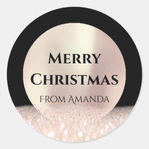 Adesivo Merry Christmas Name Rosa Black Glitter Spark
