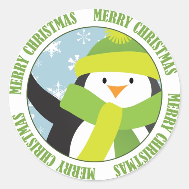 Adesivo Merry Christmas Penguin Sticker (Frente)