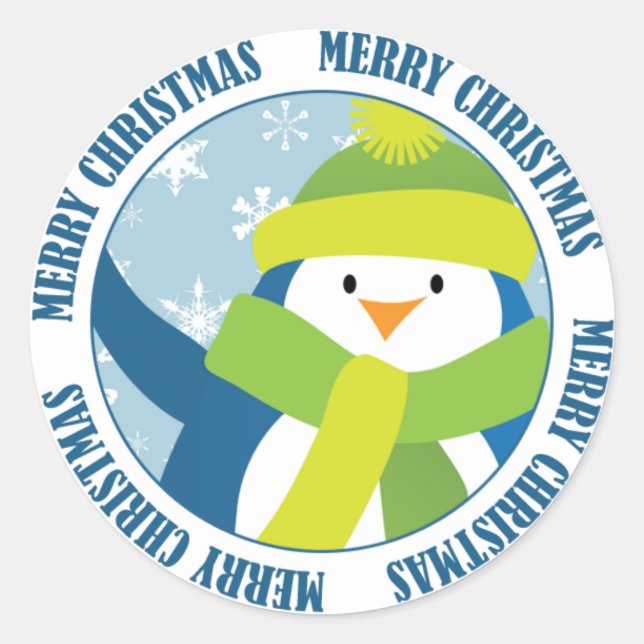 Adesivo Merry Christmas Penguin Sticker (Frente)