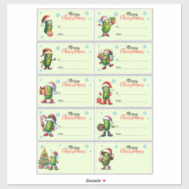 Adesivo Merry Christmas Pickle Gift Tag Sticker Sheet