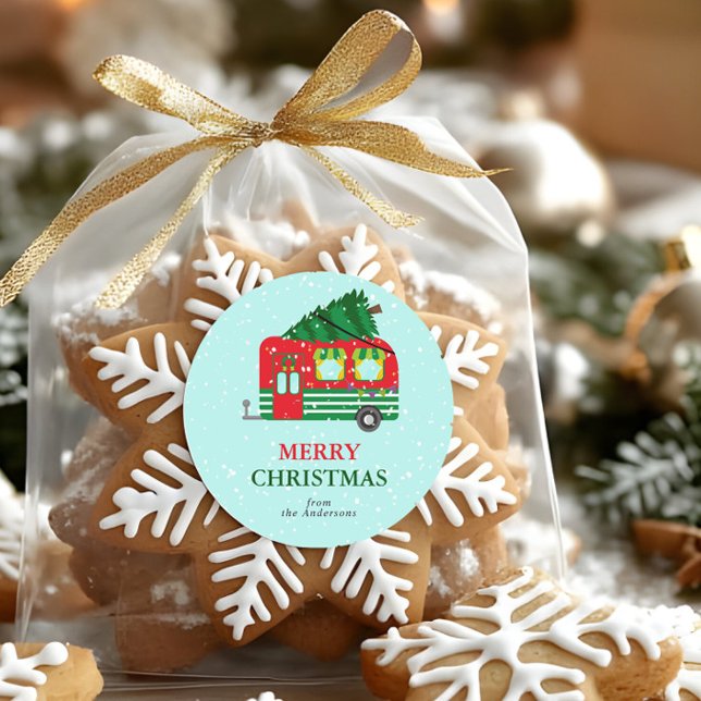 Adesivo Merry Christmas Red Caravan Christmas Tree Custom (Criador carregado)