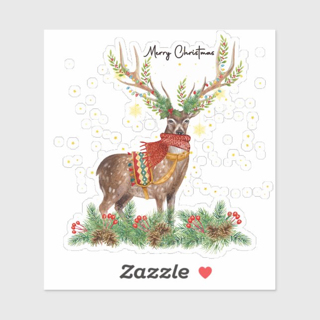 Adesivo Merry Christmas Reindeer (Folha)