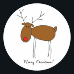 Adesivo Merry Christmas Reindeer<br><div class="desc">Uma bela ilustração original das renas disponível em toda uma gama de produtos para crianças e adultos. Vem com o texto "Feliz Natal",  ou vazio para você adicionar sua própria mensagem!</div>