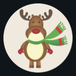 Adesivo Merry Christmas Reindeer<br><div class="desc">Design de fundo da Reindeer de Natal</div>