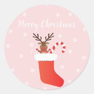 Adesivo Merry Christmas Reindeer Candy Cane In A Stocks