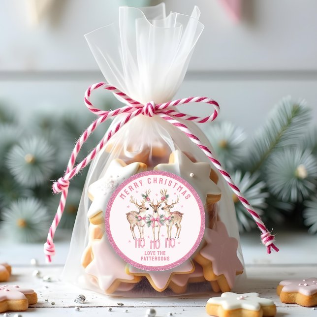 Adesivo Merry Christmas Reindeer Nome Personalizado (Criador carregado)