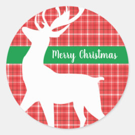 Adesivo Merry Christmas Reindeer Red Xadrez Twill