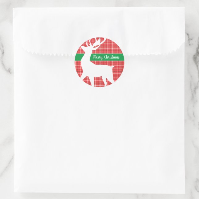 Adesivo Merry Christmas Reindeer Red Xadrez Twill Patterno (Bolsa)