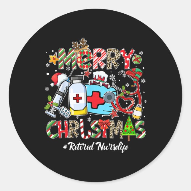 Adesivo Merry Christmas Retired Nurse Life Men Women Xmas  (Frente)