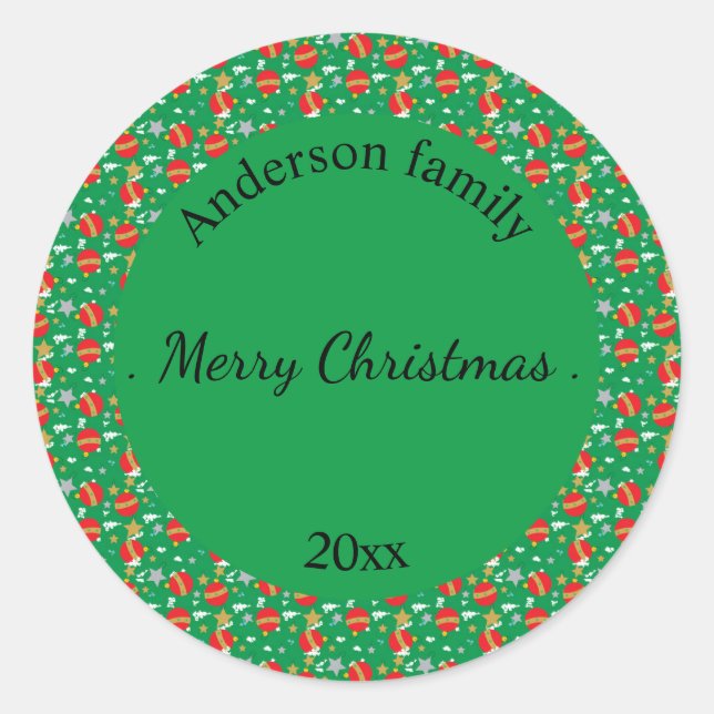 Adesivo Merry Christmas retro name and date place (Frente)