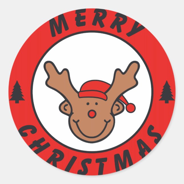 Adesivo Merry Christmas Rudolf rena com baum (Frente)