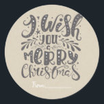 Adesivo MERRY CHRISTMAS Rustic Type Holiday Kraft Favor<br><div class="desc">Personalizar com ou sem texto.</div>