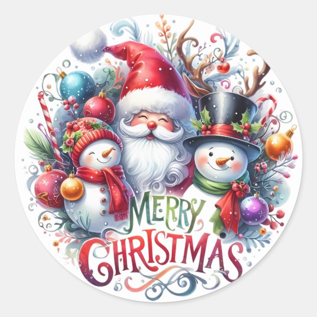 Adesivo Merry Christmas Santa And Friends (Frente)