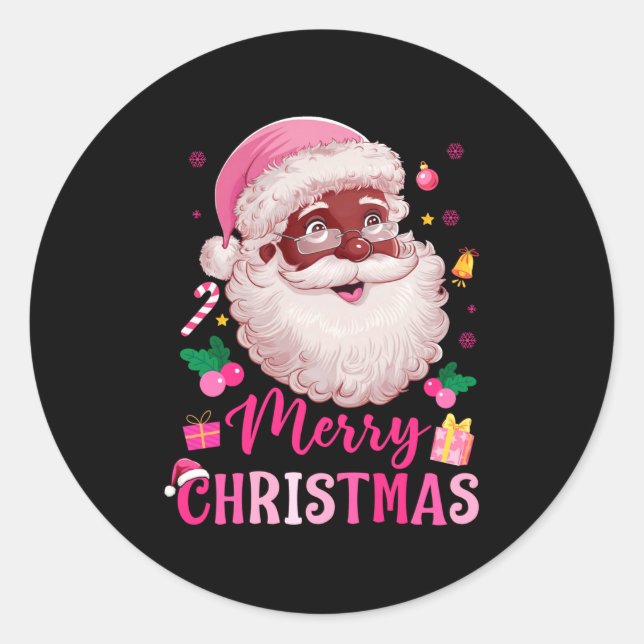 Adesivo Merry Christmas Santa Claus Black Afro African Ame (Frente)