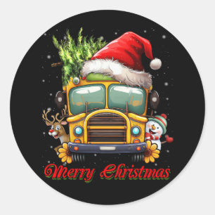 Adesivo Merry Christmas School Bus Driver X-mas Snowman Re