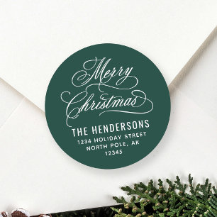 Adesivo Merry Christmas Script Return Address Green