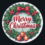 Adesivo Merry Christmas Sticker<br><div class="desc">Traga alegria festiva com este adesivo de "Feliz Natal"! 🎄 Este adesivo encantador é perfeito para adicionar um toque de feriado alegre aos seus presentes, cartões e itens favoritos. Com suas vibrantes cores de Natal e design clássico, é ideal para espalhar espírito de feriado onde quer que você vá. Excelente...</div>