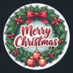Adesivo Merry Christmas Sticker<br><div class="desc">Traga alegria festiva com este adesivo de "Feliz Natal"! 🎄 Este adesivo encantador é perfeito para adicionar um toque de feriado alegre aos seus presentes, cartões e itens favoritos. Com suas vibrantes cores de Natal e design clássico, é ideal para espalhar espírito de feriado onde quer que você vá. Excelente...</div>