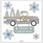 Adesivo Merry Christmas Sticker<br><div class="desc">Árvores-caminhoneiras e flocos-de-neve alegres são cortados à forma exata da sua imagem e produzidos através de um processo de corte personalizado (corte de beijos) em folhas de vinilo</div>